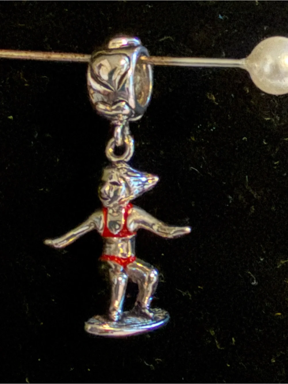 Silver Surfer Girl Charm with Red Bikini
